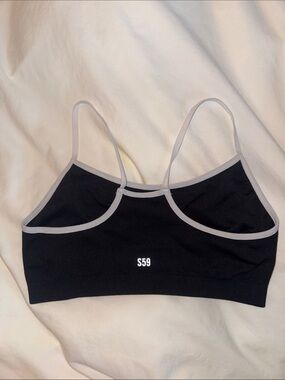 Splits59 Black Contrast-Trim Bralette